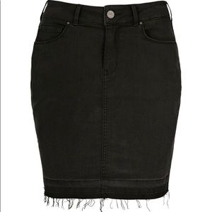 Women black jean skirt with frayed look bottom